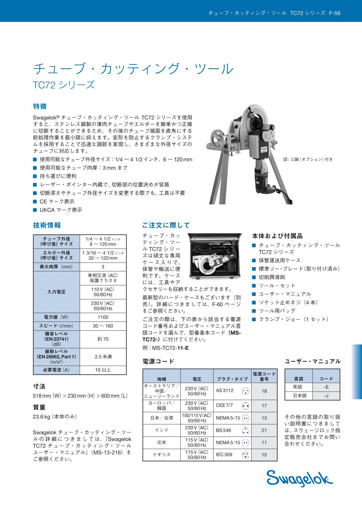 チューブ・カッティング・ツール　TC72 シリーズ
