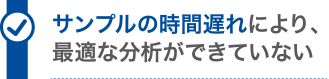 サンプルの時間遅れにより、最適な分析ができていない