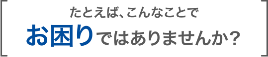 たとえば、こんなことでお困りではありませんか？