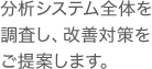 分析システム全体を調査し、改善対策をご提案します。